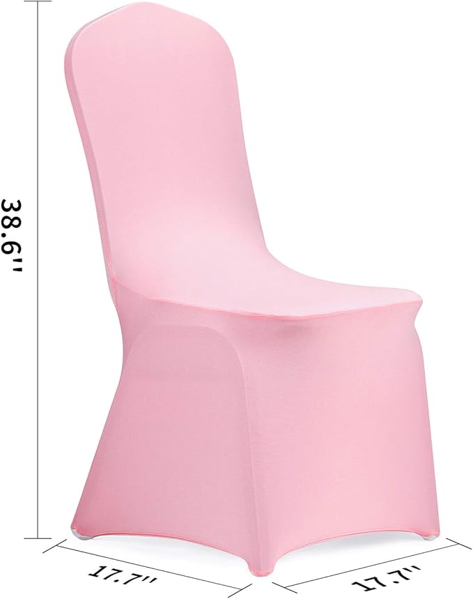 Peomeise Stretch Spandex Chair Cover for Wedding Party Dining Banquet Event (Pink, 12)