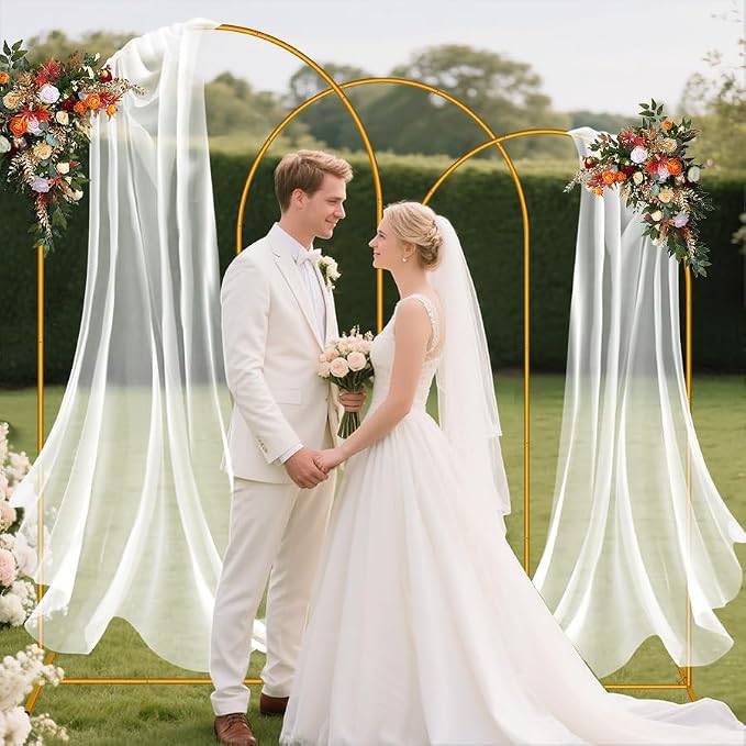 7.2FT Arch Backdrop Stand, Gold Balloon Arch Stand, Easy Assembly Arch Stand for Birthday Party Decoration