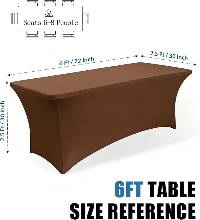 6FT Coffee Table Cloth - 2 Pack Fitted Stretch Rectangle Spandex Tablecloth, Washable Table Cover for Party, Picnic, Wedding, Banquet, Birthday and Festival(30" x 72")