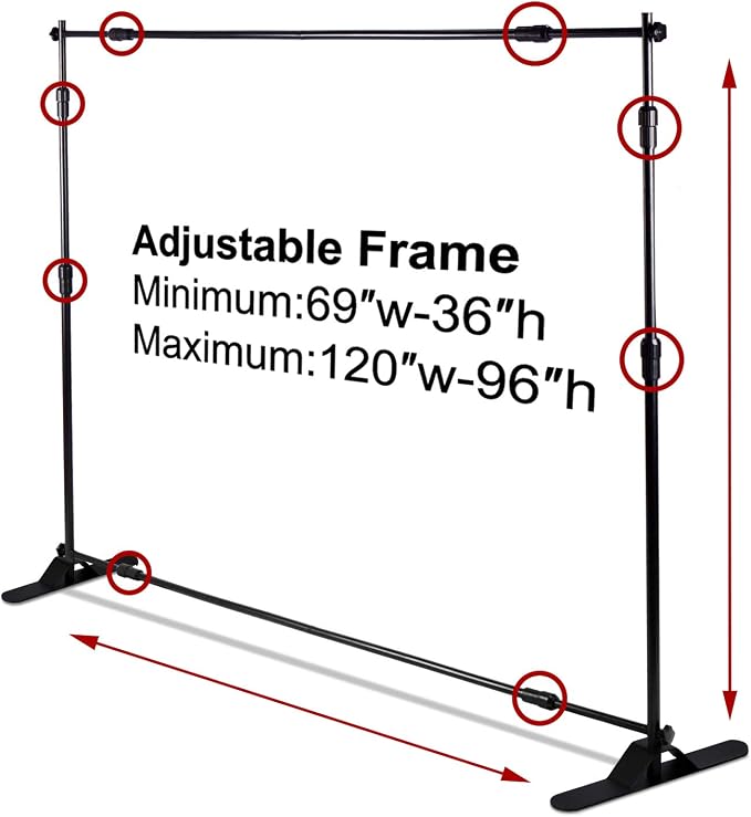 AkTop 10 x 8 ft Heavy Duty Backdrop Banner Stand Kit, Adjustable Photography Step and Repeat Stand for Parties, Portable Trade Show Photo Booth Background with Carrying Bag