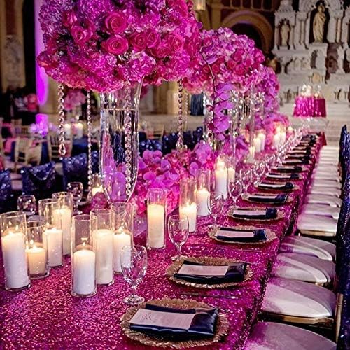 B-COOL Sequin Tablecloth Hot Pink Tablecloths Fuchsia Glitter Table Overlays 90x156inch Rectangle Glitz Tablecloth Sequin Fabric Tablecloth Pink Sequin Table Decorations