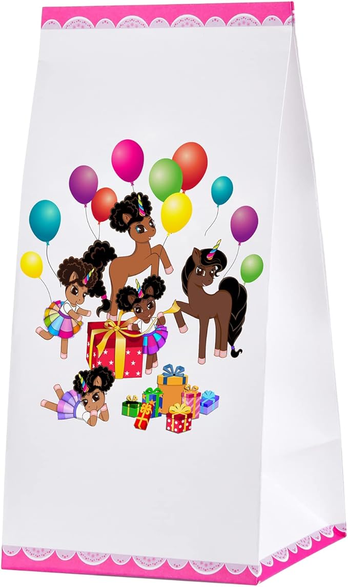 It's a Party Afro Puff Unicorn Birthday Party Box for 15 guests (150 pieces) - White Plates