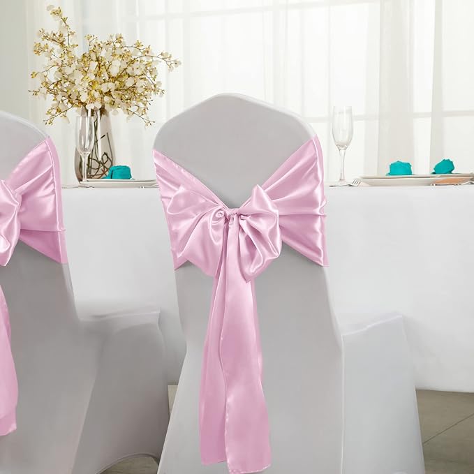 Horbaunal 2 Pack Light Pink Satin Table Runner 12 x 108 Inch, Smooth Table Runners for Wedding Banquets Birthday Party