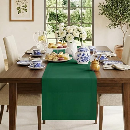 Classic Linen™ by D'Moksha Eden Green Table Runner 72 Inches Long, 100% Pure Linen, 14 x 72 Inch Table Runner for Dresser, Dining- Mothers Day, Spring, Summer
