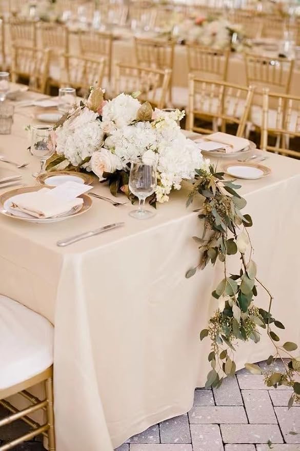 10 Pack Beige Tablecloth 60x102 inch Polyester Fabric Tablecloths for 6 Foot Rectangle Tables Wrinkle Resistant Tablecloth Washable Table Covers for Party Wedding Events and Camping