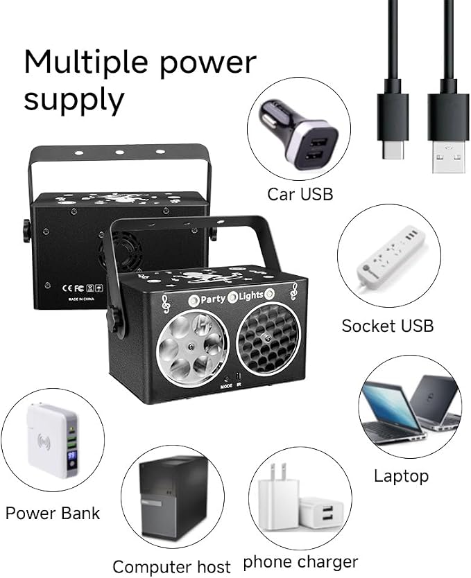 Party DJ Disco Light 3in1 projector Stage lighting remote control multi-mode voice control strobe effect projection light Family Party Bar Club KTV Karaoke Holiday Birthday Bash Party atmosphere light