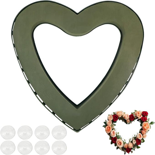 Heart-Shaped Floral Foam Sponge - Wet Dry Flower Arrangement Holder with Suction Cups for Wedding Cars, Party Decor, Bouquets and DIY Crafts (Green)