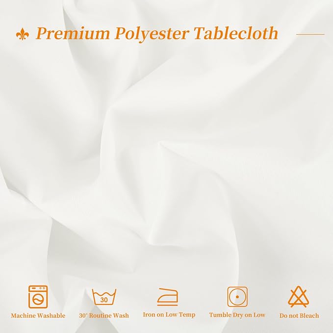 12 Pack Round Tablecloth 120 Inch - Ivory Polyester Tablecloth for Round Table, Premium Ivory Tableclothes Washable Fabric Table Cover for Wedding Party Banquet Restaurant Reception Dining