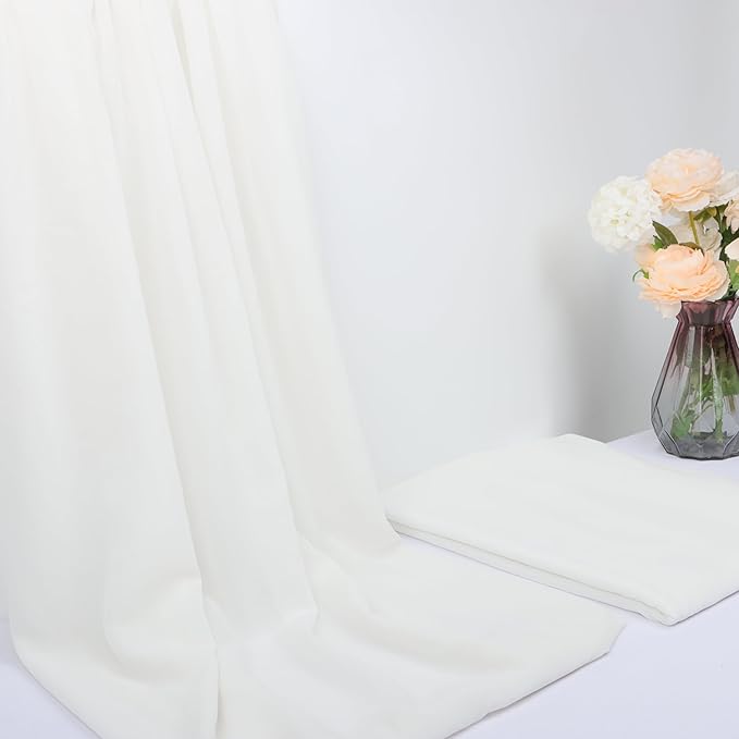 DUOBAO Snow White Chiffon & Tulle Fabric - Ultra-Soft Sheer Bridal Material for Wedding Dresses, Veils, Scarves, DIY Costumes, Curtains - 20 Yards