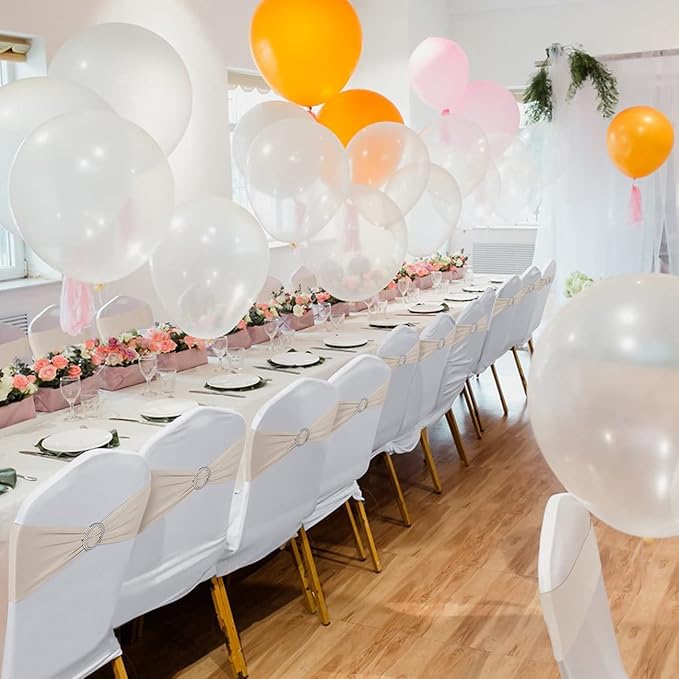 Spandex Chair Sashes Bows - Babenest 30PCS Premium Stretch Chair Cover Band with Buckle Slider Universal Elastic Chair Ties for Wedding Party Ceremony Reception Banquet Decoration (Champagne)