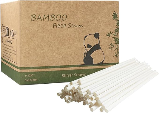 Short Bamboo Cocktail Straws 5 Inch, 1000 Pcs Disposable Coffee Drink Stirrers Mini Bar Straws Bulk for Short Drinks, Biodegradable, Eco Friendly & 100% Natural Bamboo Fiber