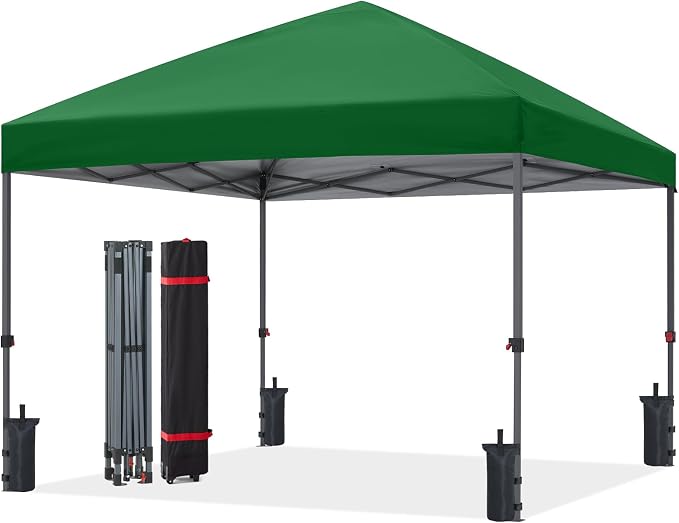 ABCCANOPY Pop Up Canopy - Outdoor Patio Portable Canopy Tent Heavy Duty for Backyard and Deck with 4 Sandbags(Green, 10x10)