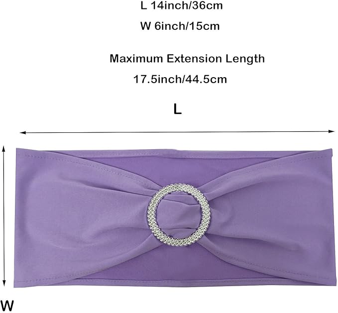 Spandex Chair Sashes Bands 50PCS Stretch Chair Ties Bows with Buckle Slider for Wedding Party Banquet Decoration (Lavender)…