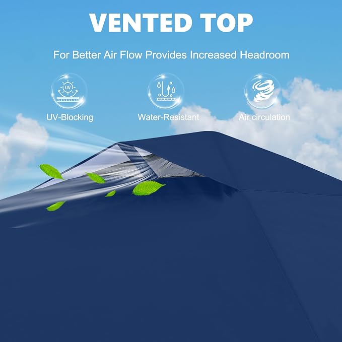 MASTERCANOPY 10x10 Pop Up Canopy Tent with 1 Sidewall, 1 Person Setup Instant Shelter, Outdoor Portable Beach Canopy, 1 Roller Bag, 4 Sandbags, 4 Ropes, 8 Stakes (10x10, Navy Blue)