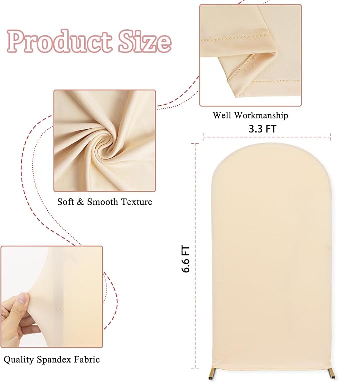 MODFUNS Beige Arch Backdrop Cover 6.6FT Wedding Arch Covers Chiara Arch Cover Backdrop Fabric Arch Covers Stretchy Back Drop Chiara Covering for Birthday Party Garden Ornament