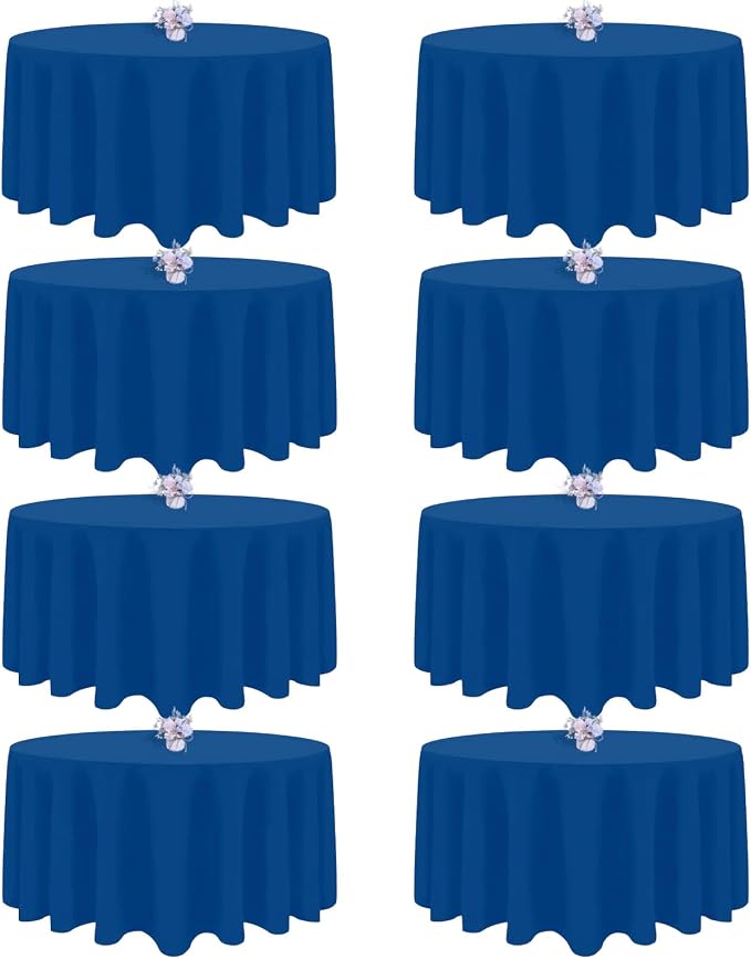 8 Pack Royal Blue Round Tablecloth 90 Inch Round Table Cloth, Wrinkle Resistant and Washable Tablecloth Polyester Fabric Table Cloth Round Cover for Dining Wedding Banquet Party