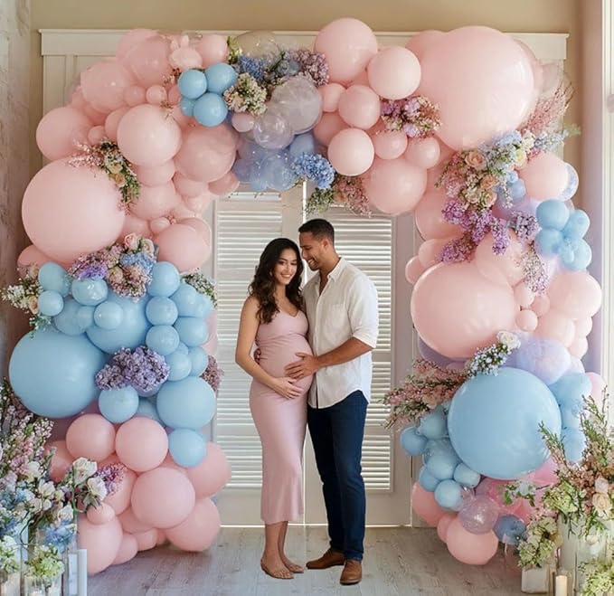 Pastel Pink Balloon Garland Double Stuffed Baby Pink Balloons Arch Light Pink Latex Balloons Different Sizes 18/12/5 Inch Macaron Balloon Kit for Baby Shower Wedding Princess Birthday Party Decor