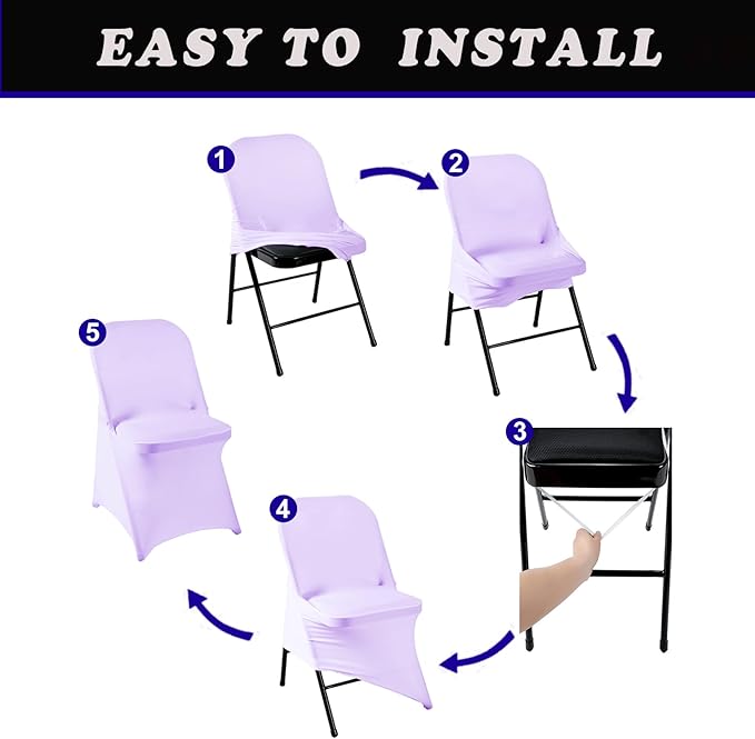 36 PCS Waterproof Stretch Spandex Folding Chair Covers, Dining Room Chair Slipcovers Protector for Wedding, Banquet, Party, Holidays, Celebration and Decoration（Lavender）