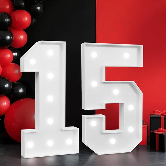2FT Marquee Numbers 15, Light up Numbers for 15 Birthday Decoration, Large Light Up for 15 Years Old Birthday Party, Anniversary Party Decor Birthday Sign, Pre-Cut Foamboad Mosaic DIY