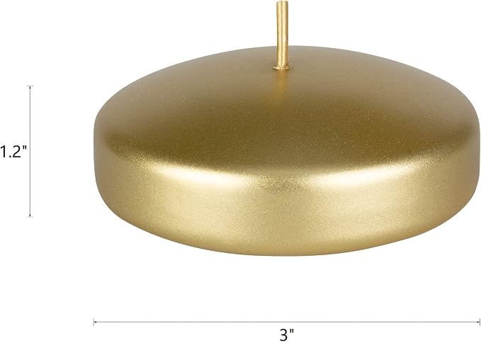 Mega Candles 4 pcs Unscented Gold Floating Candles, Hand Poured Wax Candle 3 Inch Diameter, Home Décor, Wedding Receptions, Centerpieces, Occasions, Events, Festivities, Meditations, Spas