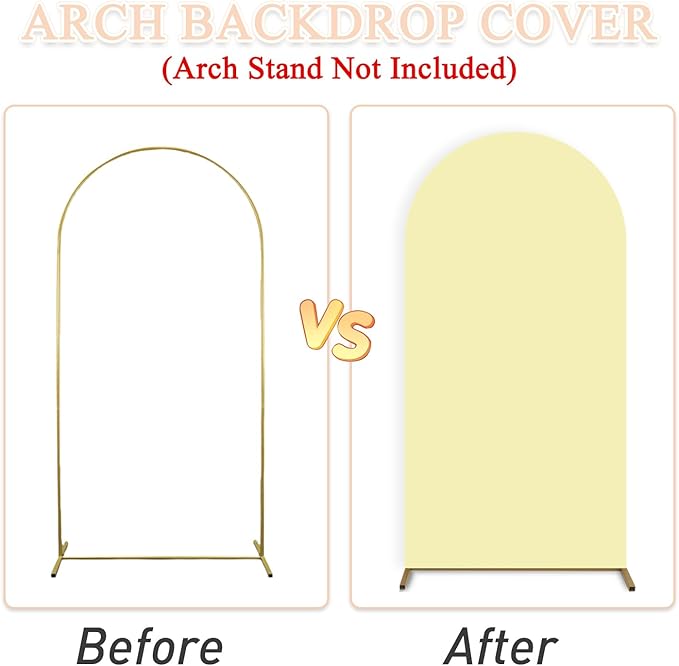 Spandex Arch Cover Set of 3 Yellow Wedding Arch Frame Covers 4ft 5ft 6ft Chiara Arch Backdrop Stand Cover Balloon Arch Covers Round Top Arch Panels Backdrop for Gender Reveal Arch Decorations