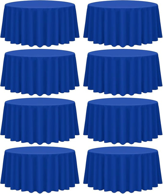fani 8 Pack 90 Inch Round Tablecloth, Royal Blue Polyester Fabric Table Cloth for Round Table, Stain and Wrinkle Resistant Washable Table Cover for Wedding Party Dining Table Buffet and Camping