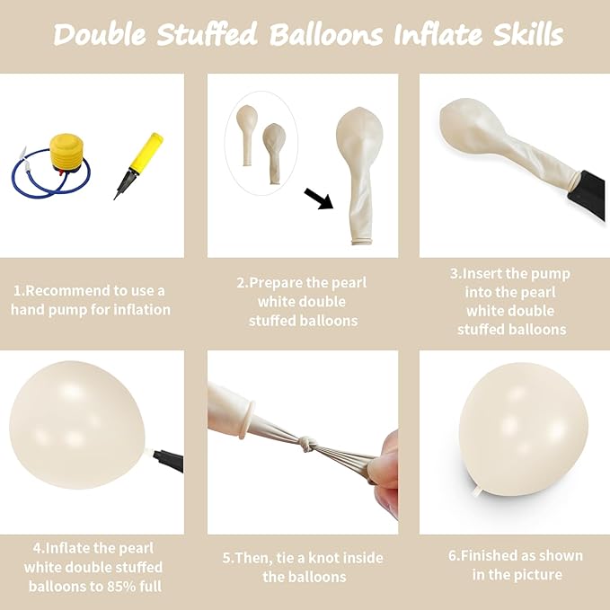 108Pcs Pearl White Double Stuffed Balloons Different Size, 18/12/10/5 inch White Pearl Ivory Balloons Garland Arch kit for Wedding Birde to be Engagement Birthday Baby Shower Decorations