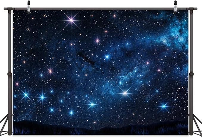 8X6ft Starry Night Sky Backdrop Galaxy Photography Star Background, Outer Space Theme Birthday Party for Boy Kids Backdrops Photo Banner Booth Prop Decorations Wall Decor Tablecloth