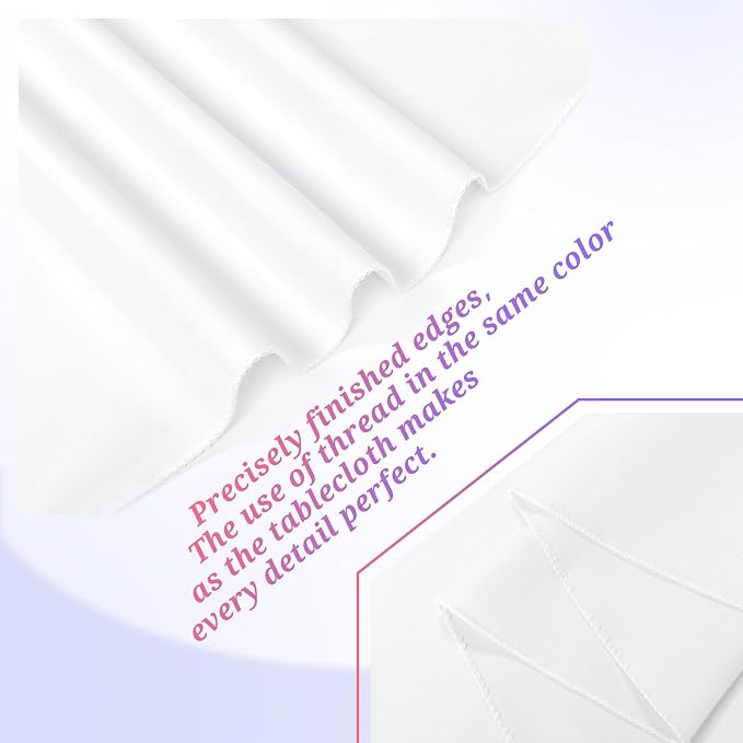 Teruntrue 12 Packs Tablecloths 60x126 inch White Rectangle Table Cloth for 8 Foot Rectangle Tables, Washable Polyester Fabric, for Wedding Parties Banquet Holiday Dinner Table Decorative, White