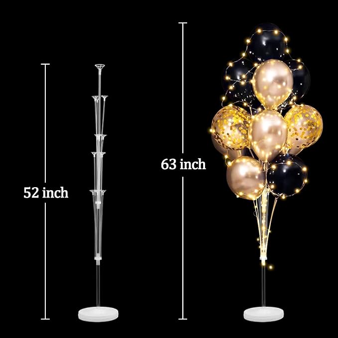 Cicicooie Balloon Centerpieces for Floor with String Light 2 Set Black Balloon Stand Kit Holder Decoration for Wedding Adult Birthday Party Men Bachelor Party