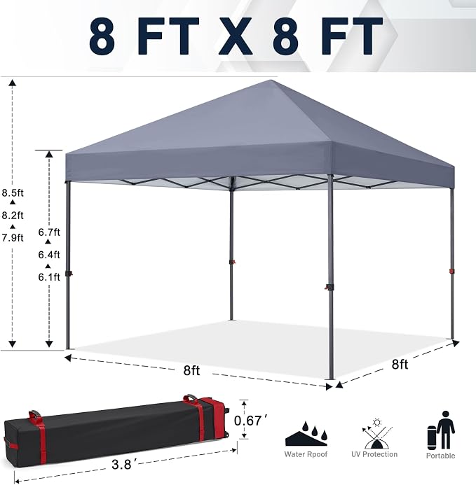 COOSHADE Durable Easy Pop Up Canopy Tent 10x10Ft, with 4 Sandbags(Grey)