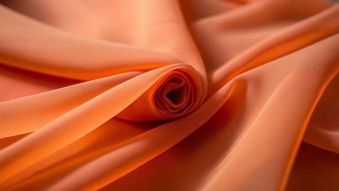 New Star Fabrics Chiffon Fabric, Continuous 60" Wide (30ft) Sheer Material, 100% Soft Polyester, Ideal for Wedding, Party, Event Decor, Draping, and Dresses (Orange, 5 Yards)