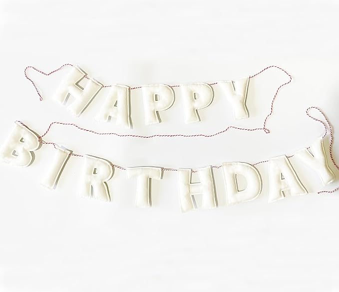 Pre-Strung Happy Birthday Banner - Felt Ball Garland, White Theme Party Decorations, HAPPY BIRTHDAY Garland, Personalized Birthday Sign for Birthday Decor, Party Decor, Photo Prop (White Happy Birthday Banner)