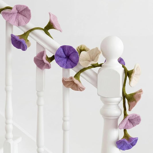 XunYee 5.6 ft Wool Felt Flower Garland Hand Felted Flower Strings for Wedding Party Floral Decor Mantle Decorations(Pink Purple Colors,1 Pack)