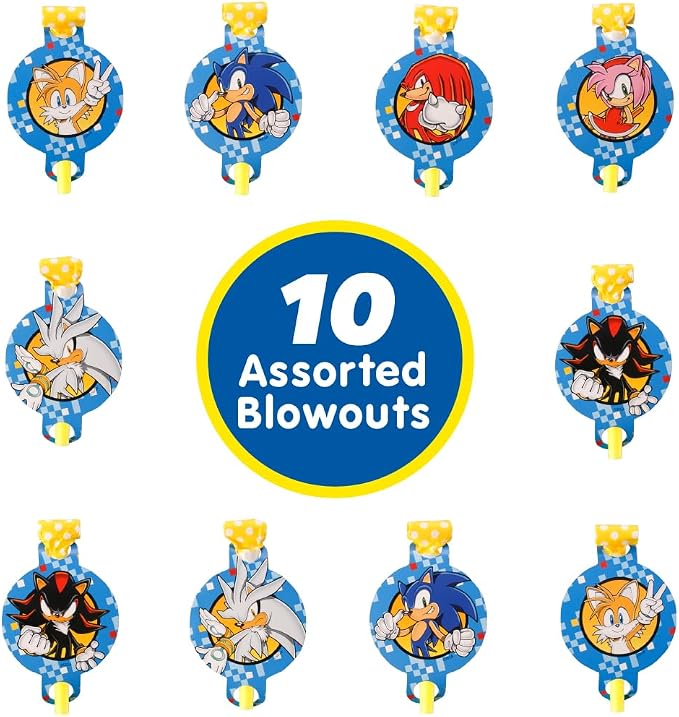 Sonic The Hedgehog Birthday Party Kit - Complete Supplies for 10, Video Game Themed Decorations, Licensed Banner, Plates, Cups, Balloons, Games, and Favors for Kids' Celebration