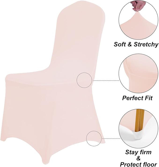 SuperO Waterproof Spandex Chair Cover 25PCS, Stretch Dining Chair Covers, Polyester Outdoor Chair Covers, Protector Stretch Chair Cover for Party Universal, Banquet, Wedding Event, Hotel(Blush Pink)