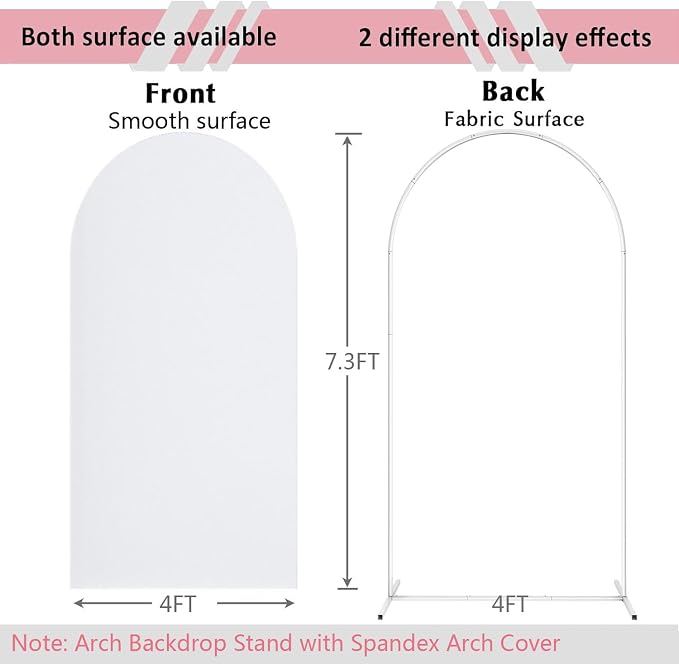 Arch Backdrop Stand with Spandex Arch Cover, 7.3 FT Wedding Balloon Arched Backdrop Stand Square Arch Frame for Birthday Party Bridal Baby Shower Background Ceremony Decoration