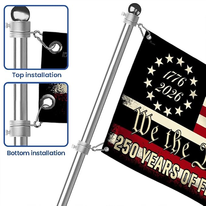 FLAGWIX 250 Years American Patriotic Grommet Flag - Polyester Double-sided Yard Flags For Outside, 3x5 ft - 250 Anniversary 4th of July Decorations for Home Yard Garden Decor Banner, Gifts for Men