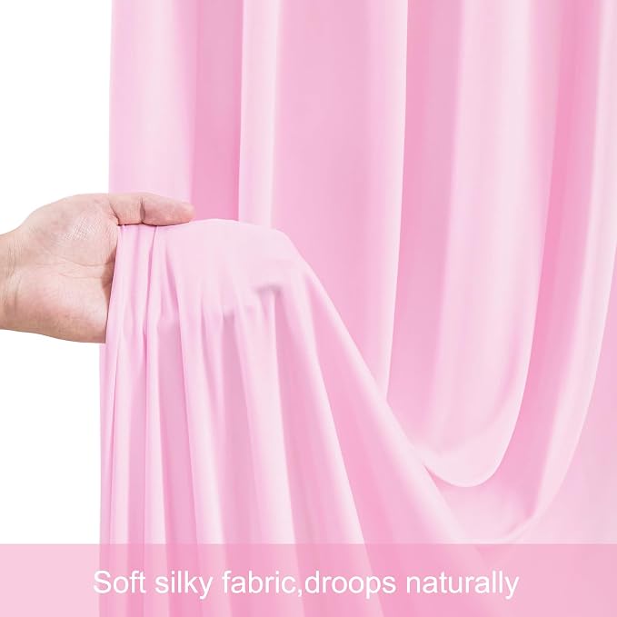 6 Panels Pink Backdrop Curtains for Wedding Party Wrinkle Free Backdrops Curtain Drapes Fabric Decorations Photo Back Drop Cloth for Baby Shower Photography Stage Reception 30ft(W) x 12ft(H)