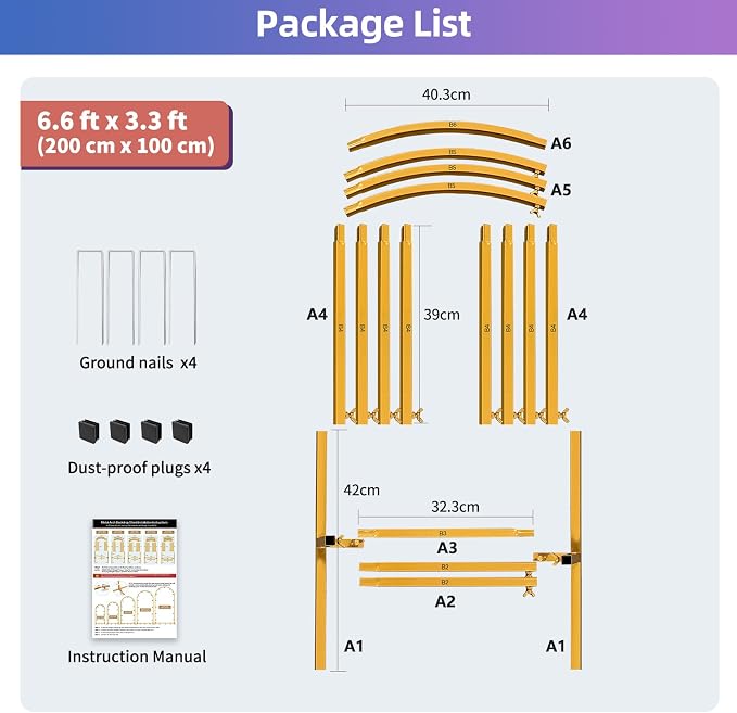 Hemmotop 6.6FT Arch Backdrop Stand for Party, Ceremony, Metal Arch Frame with Ground Stakes, Gold Photo Back Drop Stand for Bridal Shower, Birthday, Photo Booth, Garden Decoration, Baby Shower