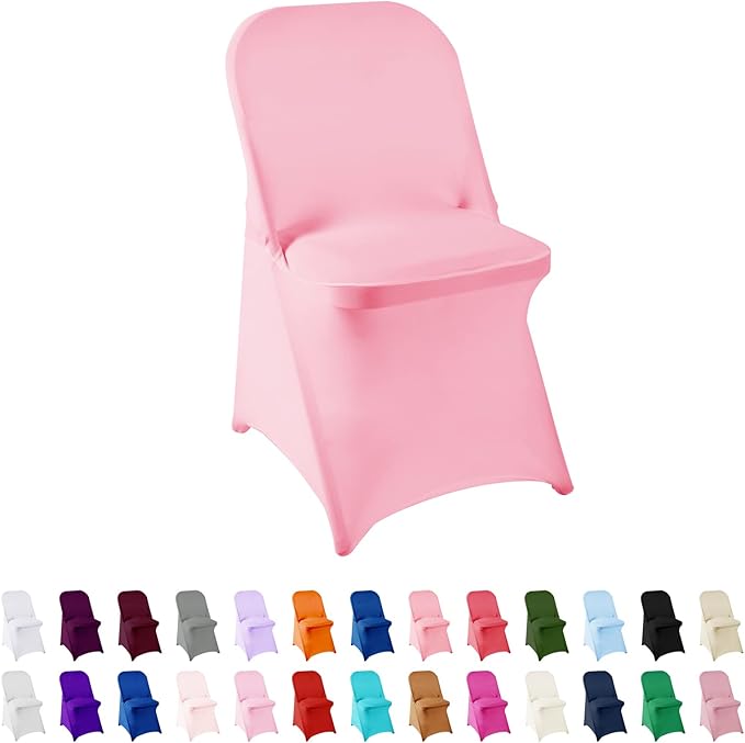 Spandex Chair Cover,25PCS,Living Room Folding Chair Covers,Removable Chair Covers Washable Protector Stretch Chair Cover for Party, Banquet,Wedding Event,Hotel(Pink)