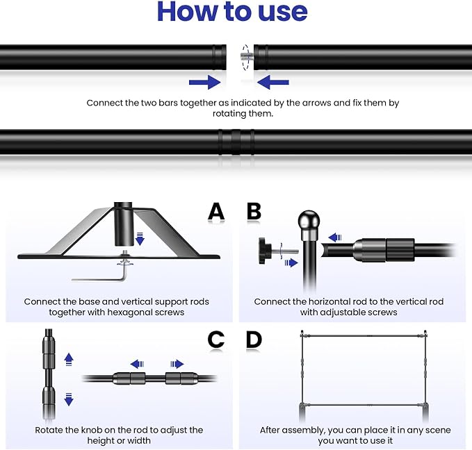 Jiang&Rong 10x8ft Photo Backdrop Stand Kit - Adjustable Banner Stand with Step and Repeat Frame for Professional Photography, Trade Shows, Events