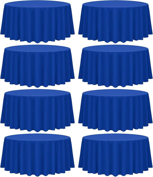 fani 8 Pack 108 Inch Round Tablecloth, Royal Blue Polyester Fabric Table Cloth for Round Table, Stain and Wrinkle Washable Table Cover for Wedding Party Dining Table Banquet Restaurant and Camping
