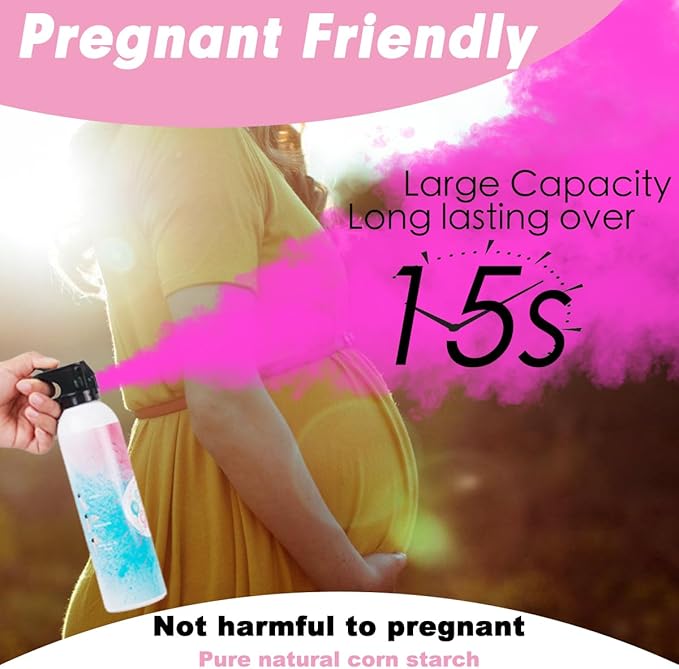 Gender Reveal Giant Size Fire Extinguisher 2 Packs Large 100% Biodegragable Pink Smoke Spray Color Powder Smoke Bomb | Blasts 10+ Feet 700g| Baby Gender Reveal Party Decorations & Ideas