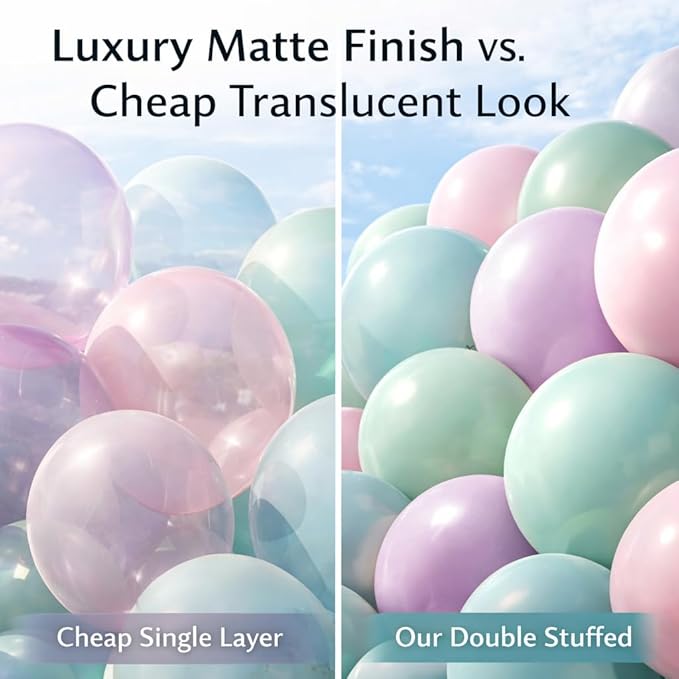 Double Stuffed Balloon Arch Kit - 84pcs Thick Dusty Pink, Sage Green & Lavender Pastel Balloon Garland for Baby Shower, Gender Reveal - Premium Matte Finish for Boho Wildflower & Daisy Theme Party