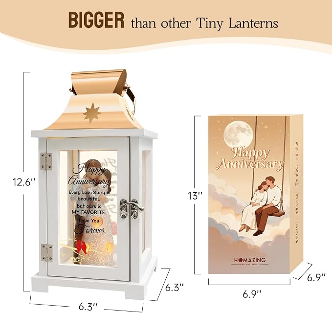Homazing Wedding Anniversary Lantern Gift for Couple Wife Women Her Husband, Best Anniversary Wedding Gift for Couple Wife Parents 1st, 5th, 25th, 50th