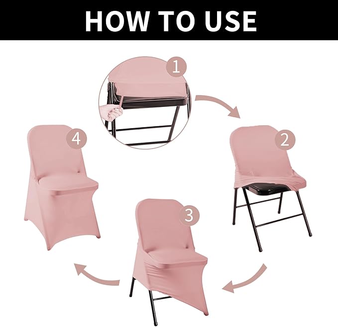 magalo 12 Pack Dusty Pink Spandex Folding Waterproof Chair Cover, Stretch Chair Cover Protector for Wedding, Party, Dining Banquet and Other Special Events