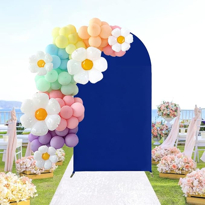 HAINARverS Wedding Arch Cover 7.2FT Spandex Fitted Stretchy Arch Stand Covers,2 Sided Round Top Chiara Backdrop Cover for Birthday Party Ceremony Banquet Baby Shower Arch Decoration(Royal Blue)