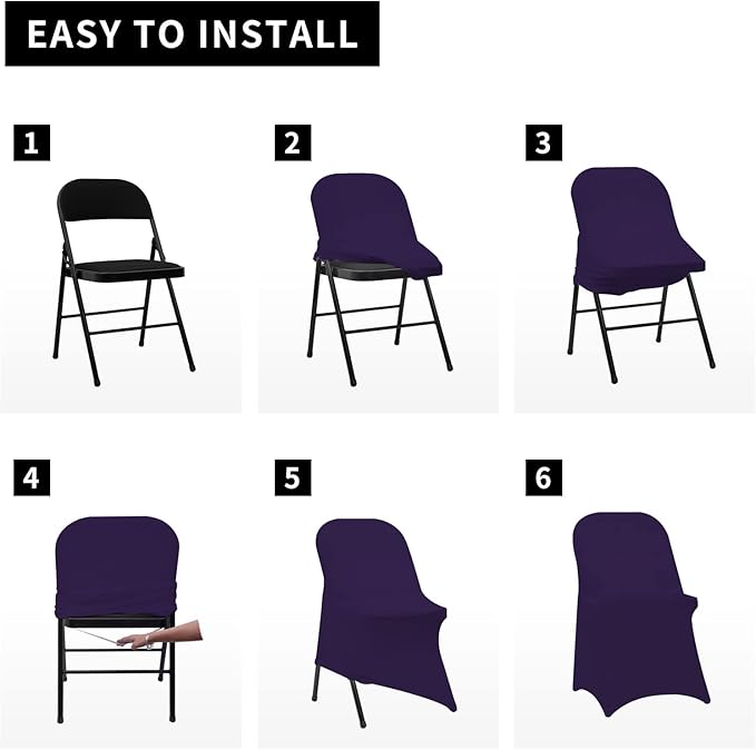HAINARverS Folding Chair Covers for Wedding, 10pcs Stretch Spandex Washable Fabric Chair Cover, Decoration Chair Cover for Wedding, Party, Banquet, Birthday, Conference, Event(Purple, 10 PCS)
