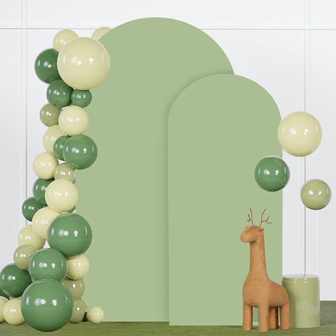 FANPROMS Wedding Arch Cover Set of 2 Sage Green Arch Backdrop Cover 6 7.2FT Spandex Arch Backdrop Covers for Arch Stand Round Top Arched Backdrop Cover Arch Cover Stretchy Backdrop for Wedding Party